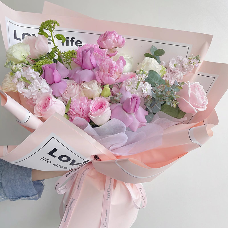 Smooth Lettered Flower Wrapping Paper