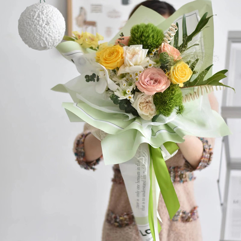 Smooth Lettered Flower Wrapping Paper
