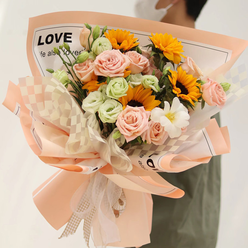 Smooth Lettered Flower Wrapping Paper