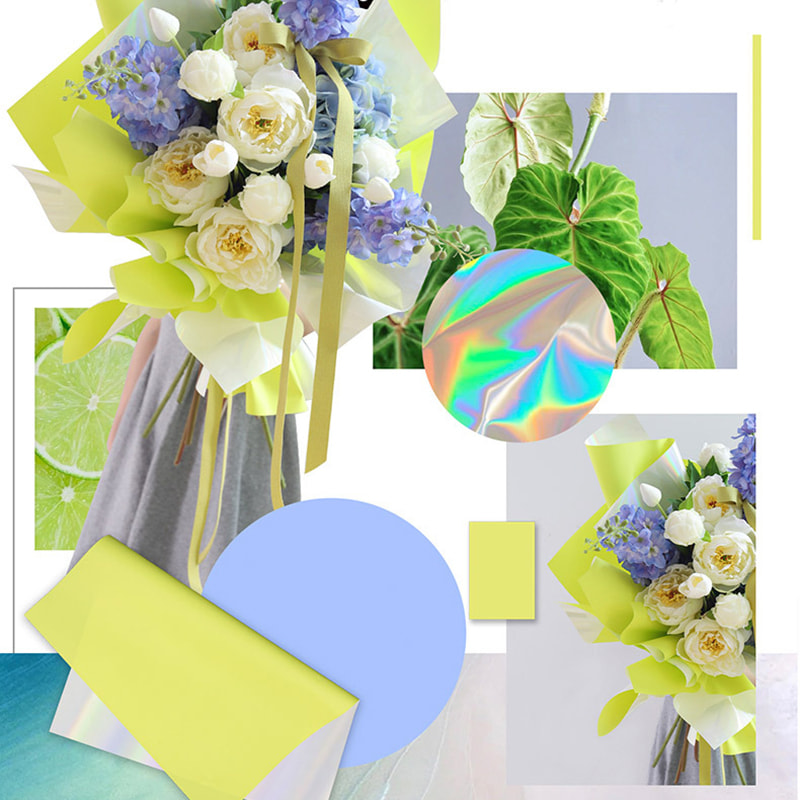 Candy Colored Bouquet Wrapping Paper Fantasy Gold-Plated